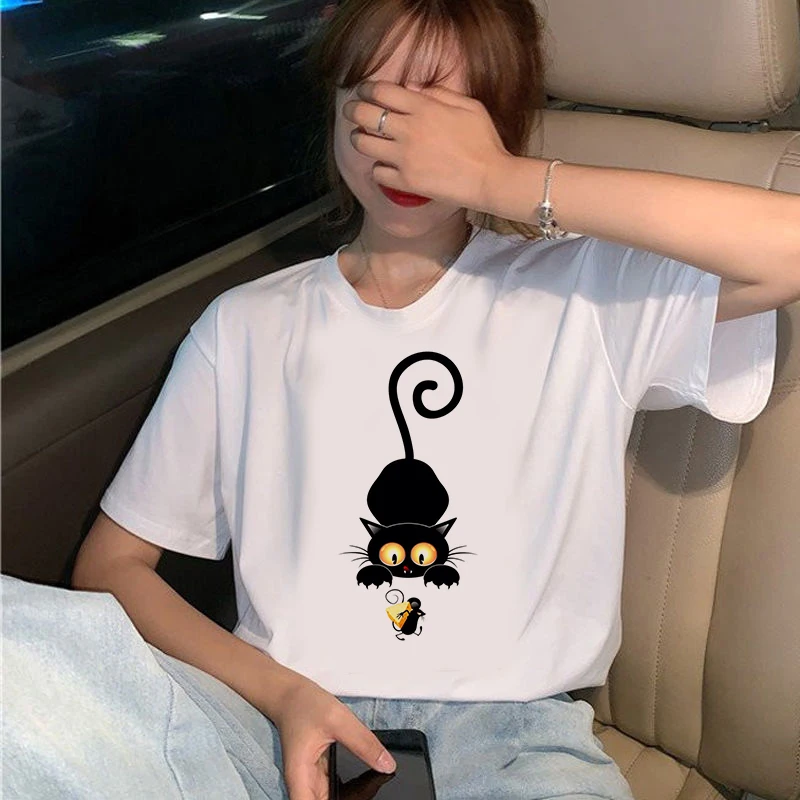 Graphic tees tops Black Cat With Big Eyes T-shirts Women Funny T shirt Round Neck T-shirt Vintage Vogue Ullzang Mujer_T-Shirt
Graphic tees tops Black Cat With Big Eyes T-shirts Women Funny T shirt Round Neck T-shirt Vintage Vogue Ullzang Mujer_T-Shirt