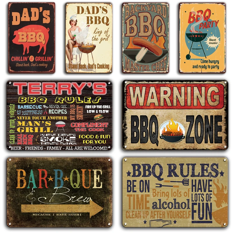 BBQ Signs Vintage Barbecue Metal Plaque Tin Sign Dad's BBQ Poster Decorative Metal Plates Room Wall Stickers Bar Pub Home Decor
BBQ Signs Vintage Barbecue Metal Plaque Tin Sign Dad's BBQ Poster Decorative Metal Plates Room Wall Stickers Bar Pub Home Decor
