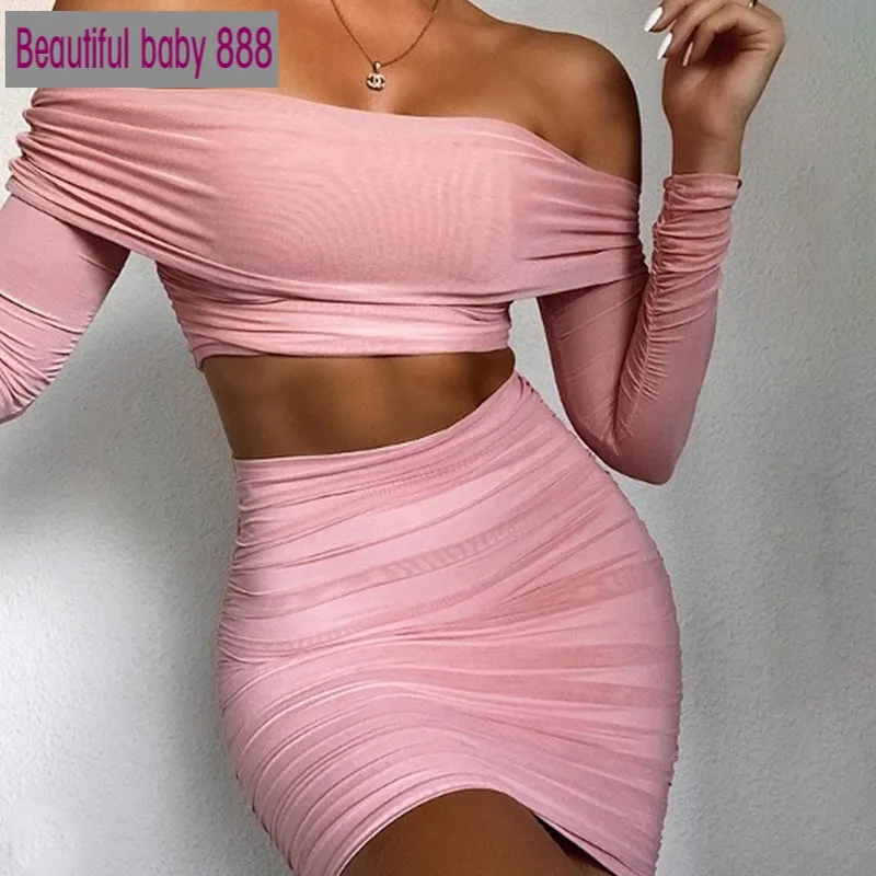 Meqeiss 2020 New Autumn Mesh Draped Women Sets Off Shoulder Long Sleeve Crop Top and Skirts 2 Piece Set Outfit Matching Sets 
Meqeiss 2020 New Autumn Mesh Draped Women Sets Off Shoulder Long Sleeve Crop Top and Skirts 2 Piece Set Outfit Matching Sets