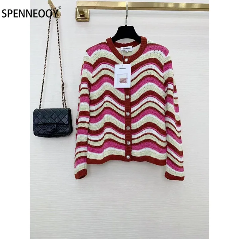 SPENNEOOY Designer Brand Autumn Colorful Stripe Knitting Cardigan Women Long Sleeve Single-Breasted Sweater Jackets Coat
SPENNEOOY Designer Brand Autumn Colorful Stripe Knitting Cardigan Women Long Sleeve Single-Breasted Sweater Jackets Coat
