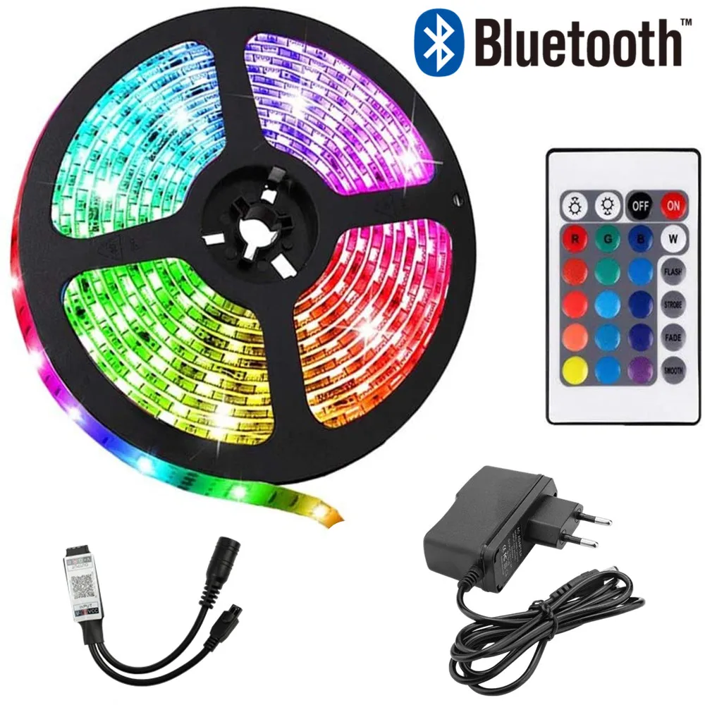 LED strips change color 16 feet (approximately 5.0 meters) flexible 5050 RGB LED light kit with power supply and Bluetooth
LED strips change color 16 feet (approximately 5.0 meters) flexible 5050 RGB LED light kit with power supply and Bluetooth