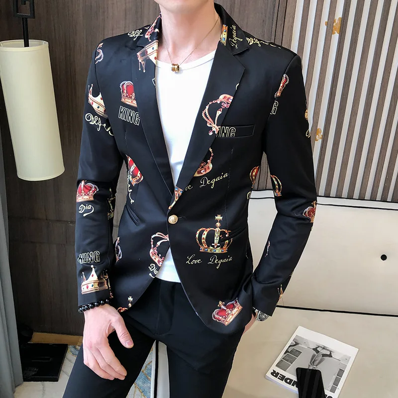 2020 Men New Style Handsome Single blazer youth Slim Fit Crown Printed BLAZER
2020 Men New Style Handsome Single blazer youth Slim Fit Crown Printed BLAZER