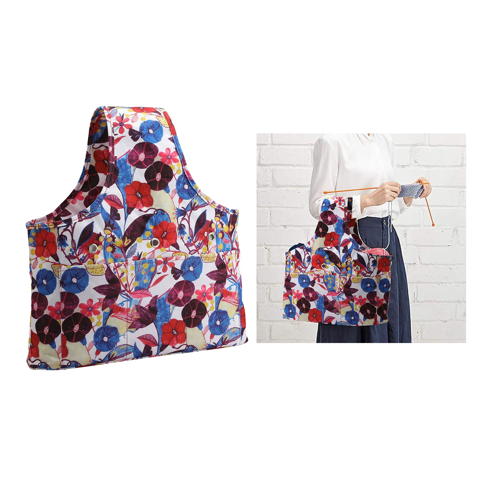 Travel Wrist Bag Knitting Tote Bag with Inner Dividers for Crochet Supplies
Travel Wrist Bag Knitting Tote Bag with Inner Dividers for Crochet Supplies