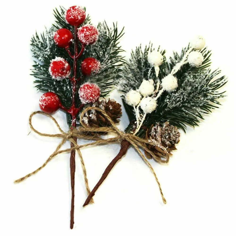 

5 шт. высокое качество Холли Рождественская елка Рождественское украшение домашний Декор Искусственный цветок конус ягоды поддельный снег ...