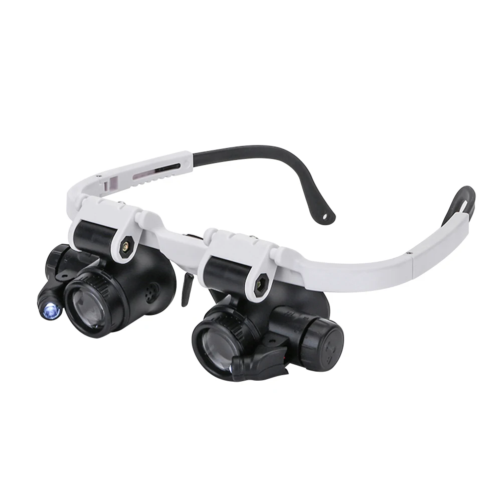 

Telescopic Magnifier Glasses Loupes with 2 LED Light Portable 8X/15X/23X Lens Observation Magnifying Eyewear for Reading Jeweler
