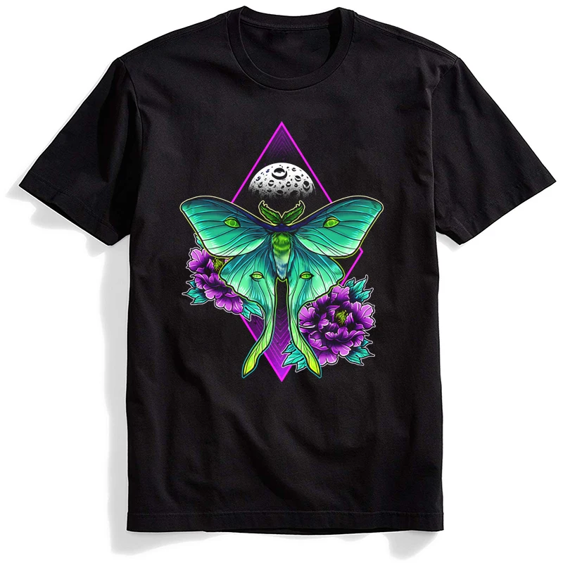 Женские и мужские футболки Luna Moth Kawaii Ullzang Смешные Мультяшные Harajuku корейский стиль
