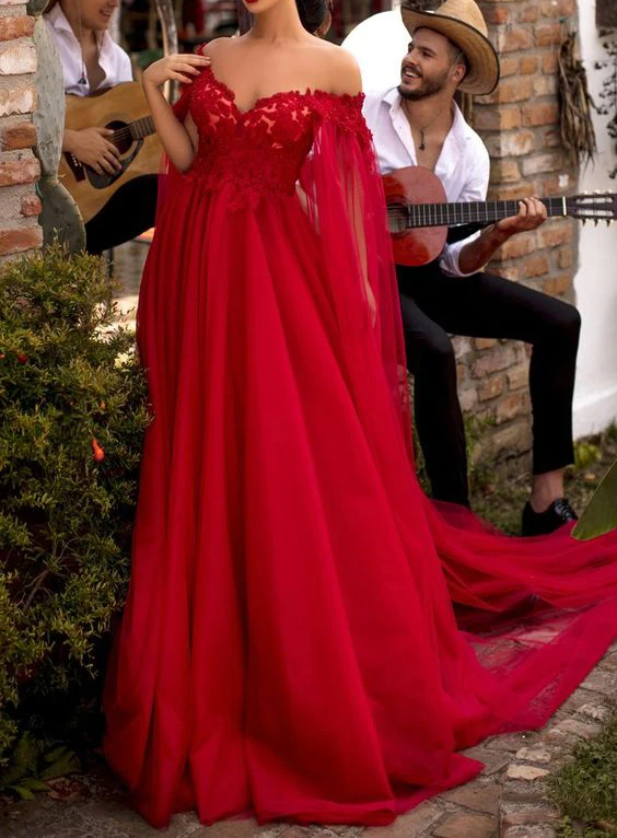 Red Tulle Lace Prom Dresses with Cape A Line Sweetheart Formal Evening Party Dress Celebrity Gown Robe De Soiree
Red Tulle Lace Prom Dresses with Cape A Line Sweetheart Formal Evening Party Dress Celebrity Gown Robe De Soiree
