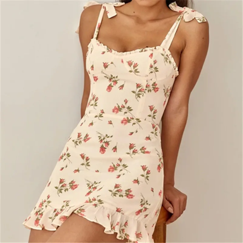 Summer Floral Print Mini Dress Women Vintage Casual Ruffles Spaghetti Strap Dresses Women's Harajuku Sweet Slim Beach Dress
Summer Floral Print Mini Dress Women Vintage Casual Ruffles Spaghetti Strap Dresses Women's Harajuku Sweet Slim Beach Dress