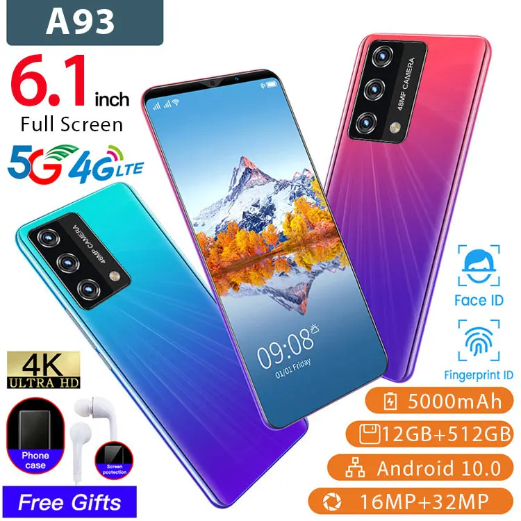 16+32MP 6.1 Inch 8 Core Smartphone 2021 New Galxy A93 5000mAh Android 10 Cellphone 5G LTE Face Fingerprint Unlock Mobilephone
16+32MP 6.1 Inch 8 Core Smartphone 2021 New Galxy A93 5000mAh Android 10 Cellphone 5G LTE Face Fingerprint Unlock Mobilephone