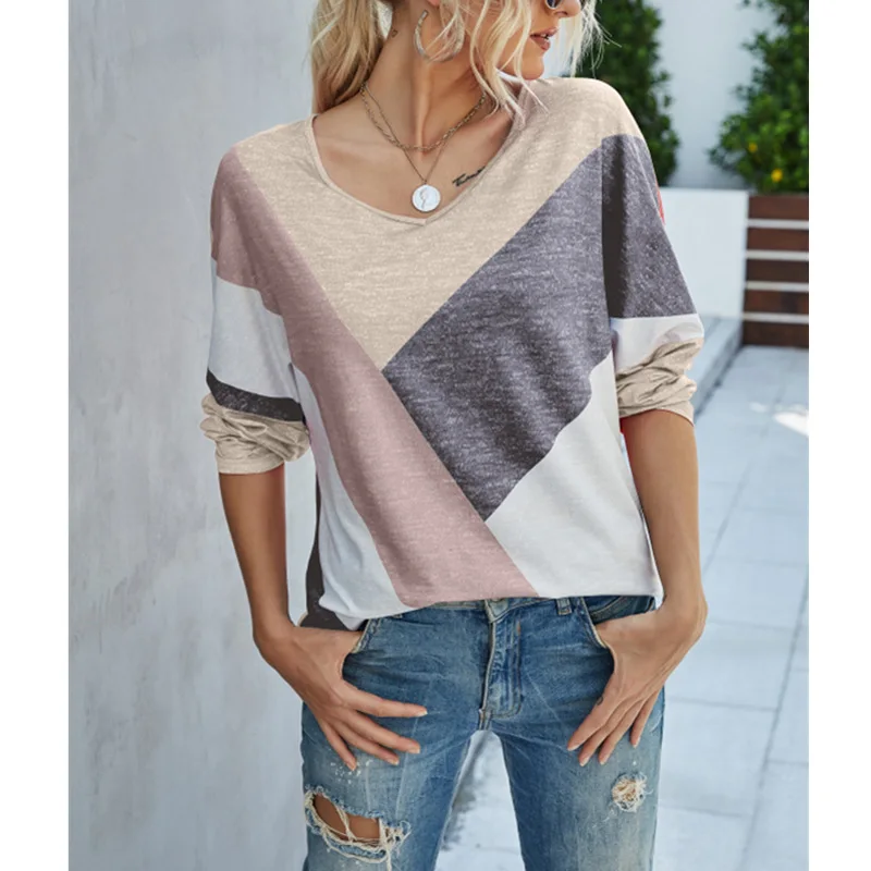 2021 New Autumn Fashion T Shirt Women V Neck Patchwork Loose Casual Batwing Long Sleeve Plus Size Basic Tee Top Female Clothing
2021 New Autumn Fashion T Shirt Women V Neck Patchwork Loose Casual Batwing Long Sleeve Plus Size Basic Tee Top Female Clothing