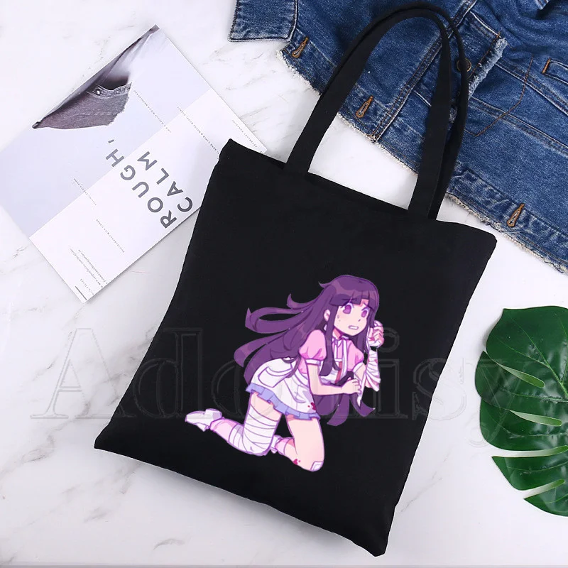 Модные сумки Mikan Tsumiki Harajuku для покупок, черные холщовые сумки-тоуты для мам, многоразовые тканевые сумки, сумки через плечо 
Модные сумки Mikan Tsumiki Harajuku для покупок, черные холщовые сумки-тоуты для мам, многоразовые тканевые сумки, сумки через плечо