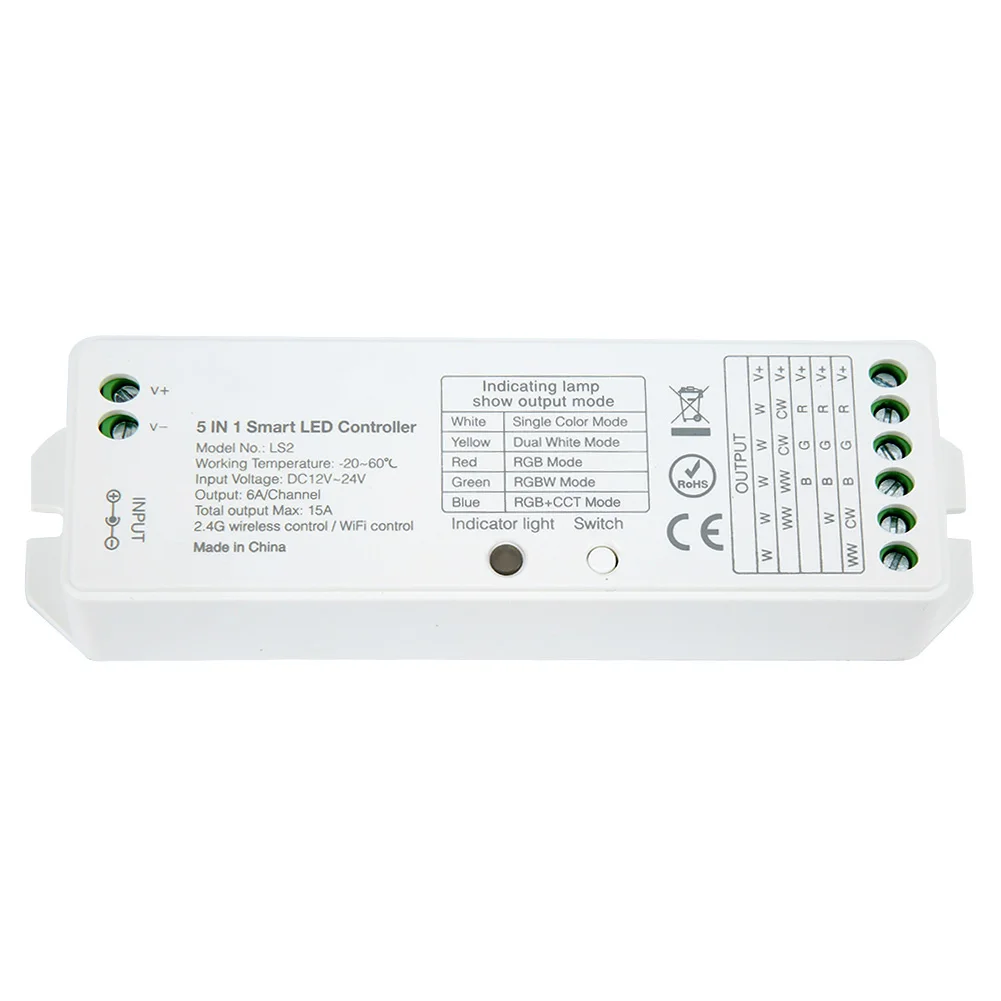 5 In 1 LED Controller for Single Color/CCT/RGB/RGBW/RGB+CCT Strip Light 
5 In 1 LED Controller for Single Color/CCT/RGB/RGBW/RGB+CCT Strip Light