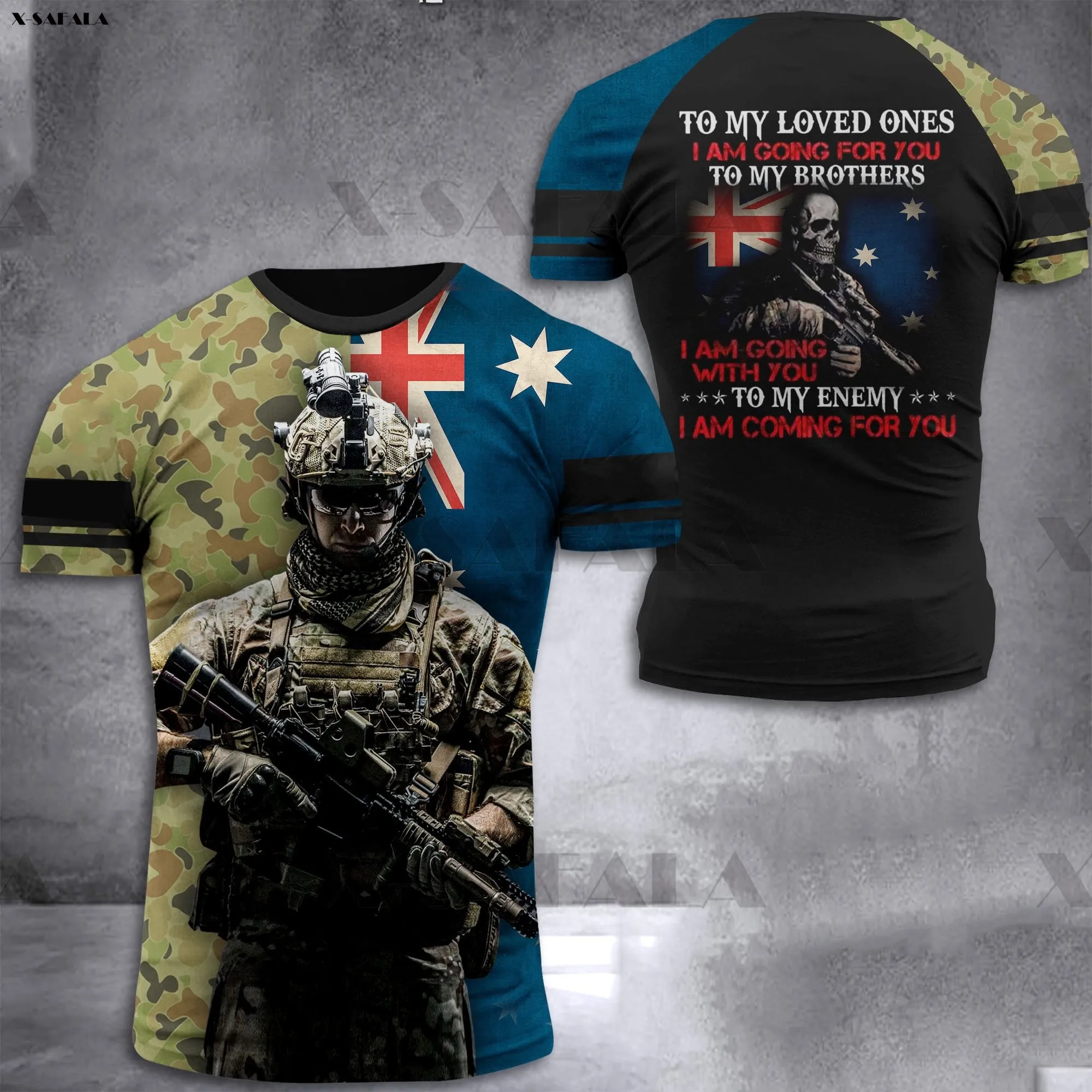 NO BULLET Australia Veteran Soldier 3D Printed High Quality Milk Fiber T-shirt O-Neck Men Female Casual GYM Sport Tee Loose Tops
NO BULLET Australia Veteran Soldier 3D Printed High Quality Milk Fiber T-shirt O-Neck Men Female Casual GYM Sport Tee Loose Tops