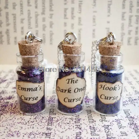 

12pcs/lot The Dark Ones' Curse , Hook's , Emma's Bottle Necklace Pendant inspired by Once Upon A Time