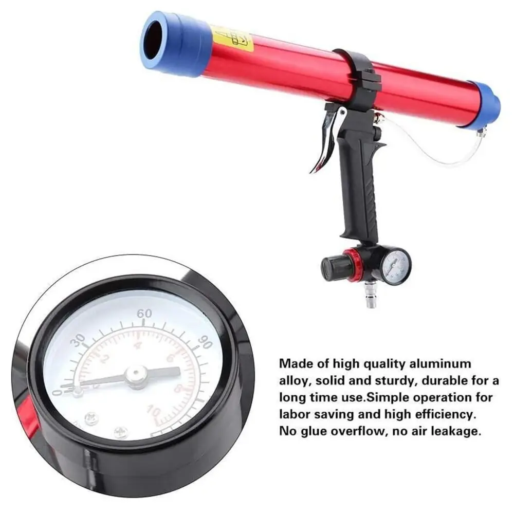 Pneumatic Glass Glue Red Color 600ml Suitable For Large Area Continuous Operation Sealant Applicator Caulking Gun Tools
Pneumatic Glass Glue Red Color 600ml Suitable For Large Area Continuous Operation Sealant Applicator Caulking Gun Tools