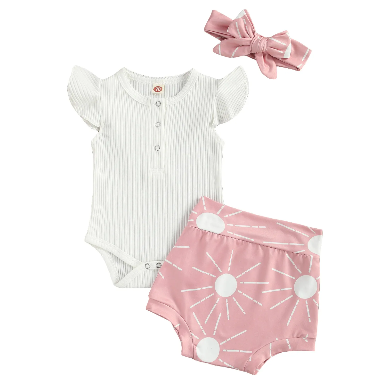 2021 Summer Newborn Romper + Shorts + Headband, Flower Print Single-breasted Ruffle Decoration Summer Clothing
2021 Summer Newborn Romper + Shorts + Headband, Flower Print Single-breasted Ruffle Decoration Summer Clothing