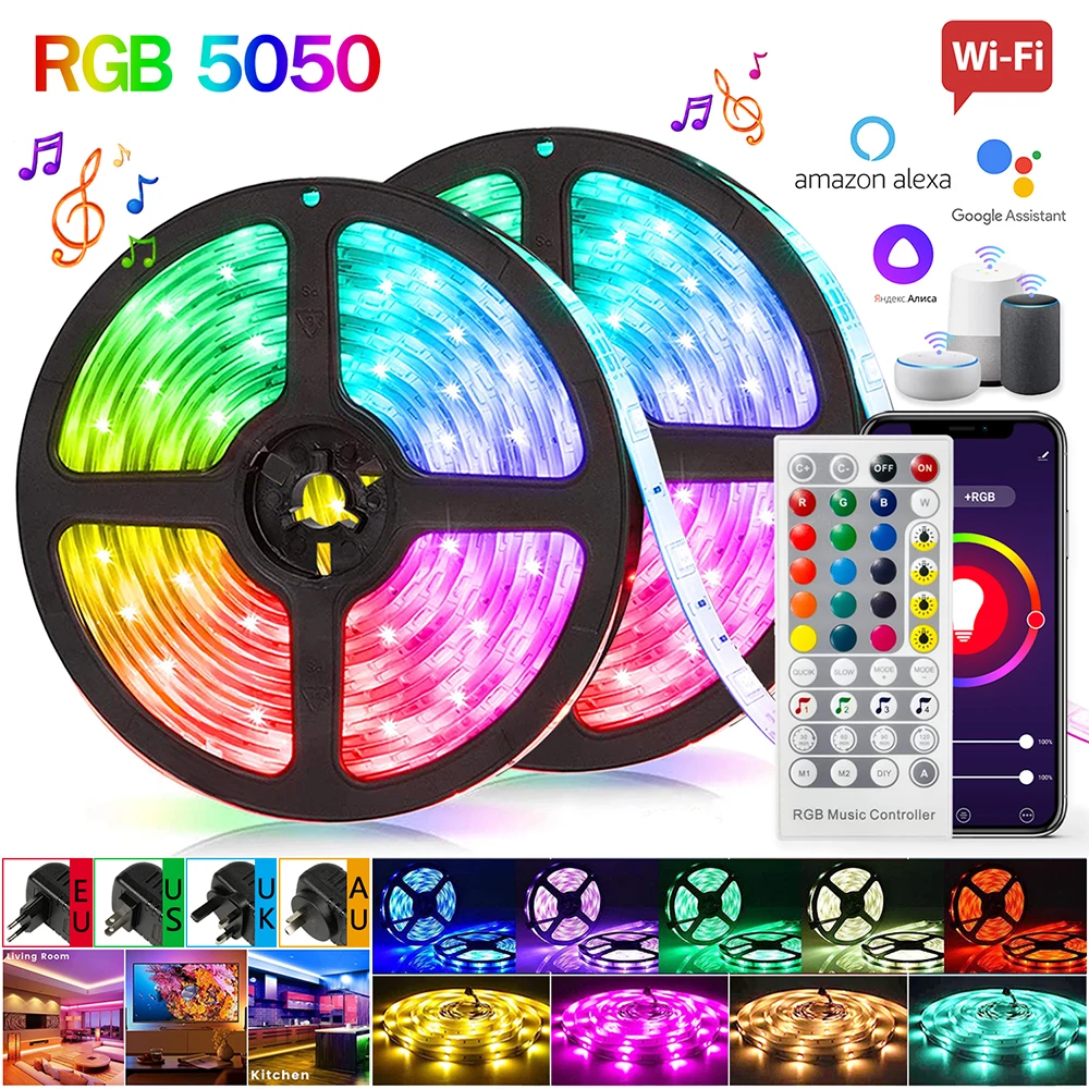 LED Strip Lights 40M Fita Bluetooth Alexa Control Luces RGB 5050 DC 24V Flexible Lamp Tape Smart Luz For Party Tire Room Decor
LED Strip Lights 40M Fita Bluetooth Alexa Control Luces RGB 5050 DC 24V Flexible Lamp Tape Smart Luz For Party Tire Room Decor