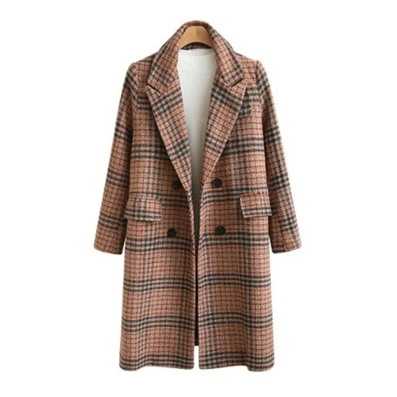 Autumn and winter new women's coat high quality loose tartan casual large size long wool coat women's coat elegant 2021
Autumn and winter new women's coat high quality loose tartan casual large size long wool coat women's coat elegant 2021