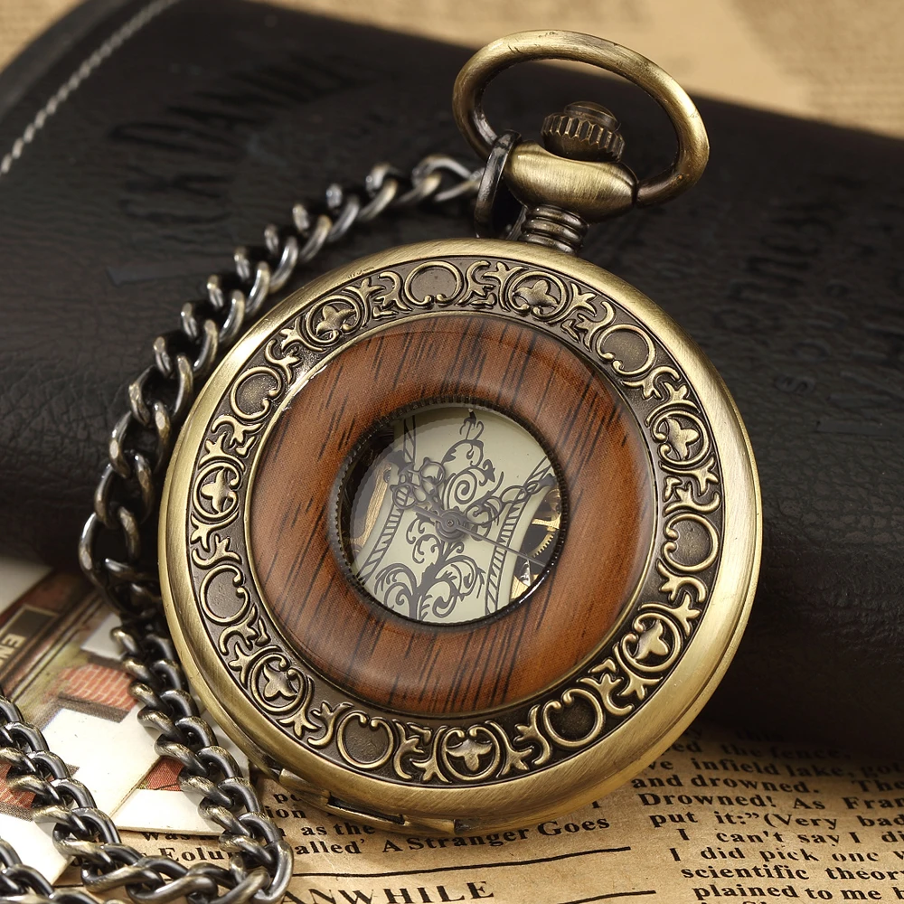 Box Package Solid Wood Mechanical Pocket Watch Fob Chain Locket Dial Hollow Steampunk Skeleton Men Women Mens Male Clock Watches 
Box Package Solid Wood Mechanical Pocket Watch Fob Chain Locket Dial Hollow Steampunk Skeleton Men Women Mens Male Clock Watches