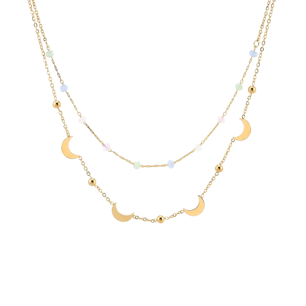 SDA Gold Plated Moon Choker Necklaces Women Jewelry New Stainless Steel Chain and Multicolor Cystal Beads Female Necklace
SDA Gold Plated Moon Choker Necklaces Women Jewelry New Stainless Steel Chain and Multicolor Cystal Beads Female Necklace