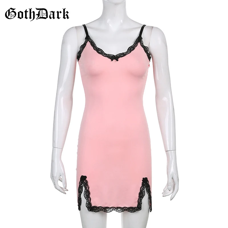 Goth Dark Sexy Pink Lace Patchwork Gothic Mini Dresses E-Girl Pink Spaghettic Strap High Waist Bodycon Dress Slit Hem Partywear
Goth Dark Sexy Pink Lace Patchwork Gothic Mini Dresses E-Girl Pink Spaghettic Strap High Waist Bodycon Dress Slit Hem Partywear