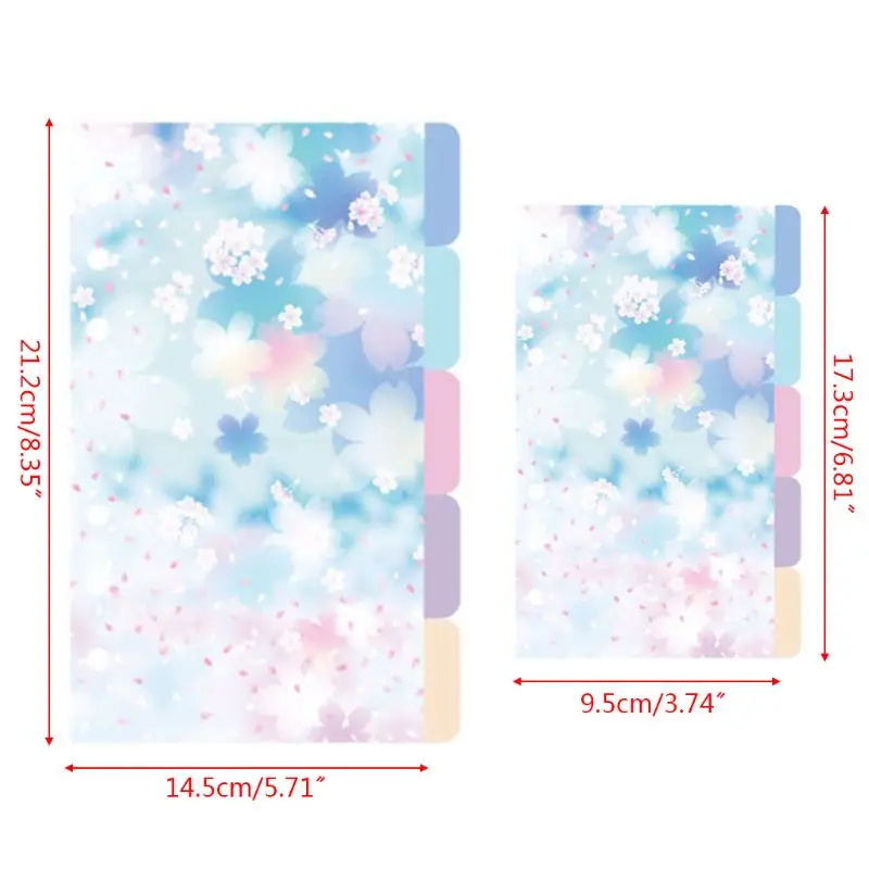 

1Set Cherry Blossom A5 A6 Loose Leaf Notebook Divider Index Separator Binders 63HD