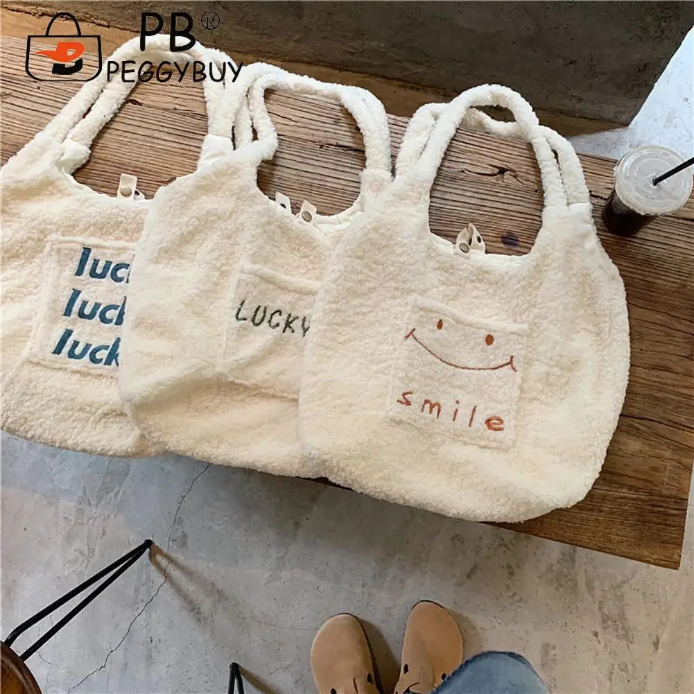 Portable Women Autumn Winter Soft Plush Letter Embroidery Shoulder Bags Casual All-match Fluffy Large Capacity Shopping Handbags
Portable Women Autumn Winter Soft Plush Letter Embroidery Shoulder Bags Casual All-match Fluffy Large Capacity Shopping Handbags