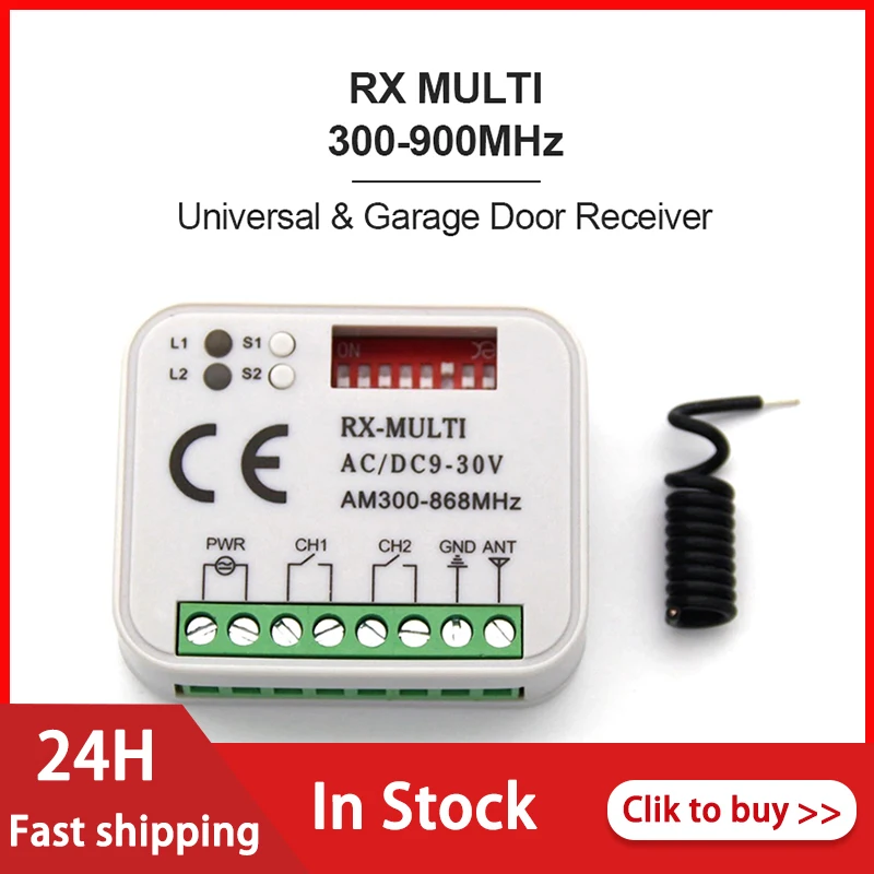 Universal AC DC 12-24V 2 Channel Universal Multi Receiver Controller RX MULTI AC/DC9-30V 300-868MHz Automation Modules
Universal AC DC 12-24V 2 Channel Universal Multi Receiver Controller RX MULTI AC/DC9-30V 300-868MHz Automation Modules