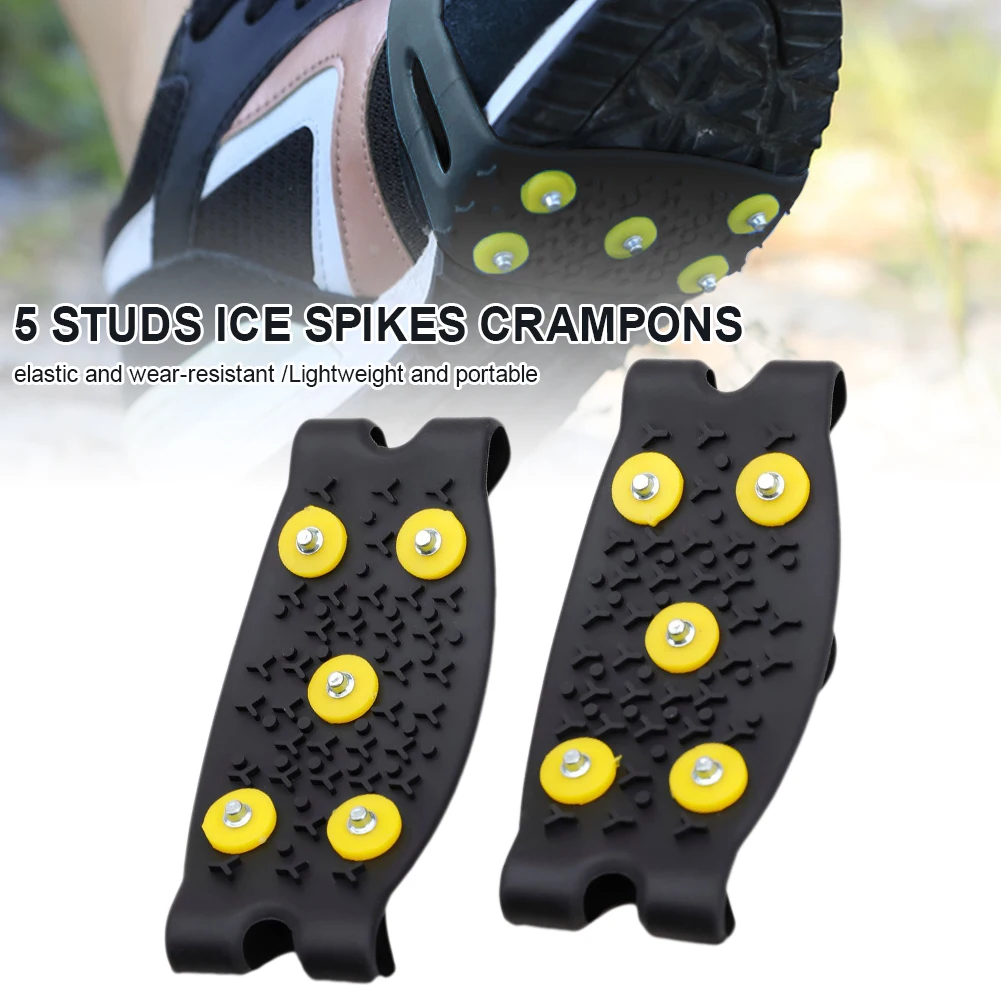 New 5 Studs Ice Spikes Crampons Outdoor Snow Climbing Anti-skid Ice Snow Cleats Grips for Shoes Covers Crampons in Winter
New 5 Studs Ice Spikes Crampons Outdoor Snow Climbing Anti-skid Ice Snow Cleats Grips for Shoes Covers Crampons in Winter
