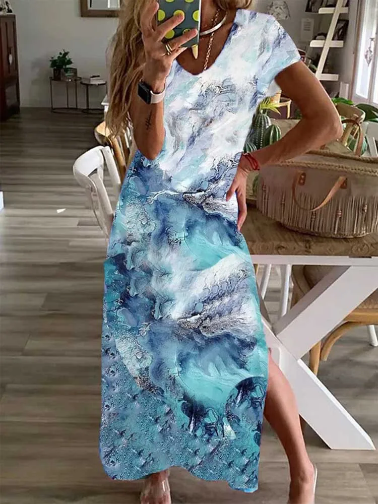 2021 Fashion Summer Women V-Neck Sleeveless Tie Dye Printed Maxi Dress Street Hipster A-line Party Sexy Split Dresses for Women
2021 Fashion Summer Women V-Neck Sleeveless Tie Dye Printed Maxi Dress Street Hipster A-line Party Sexy Split Dresses for Women