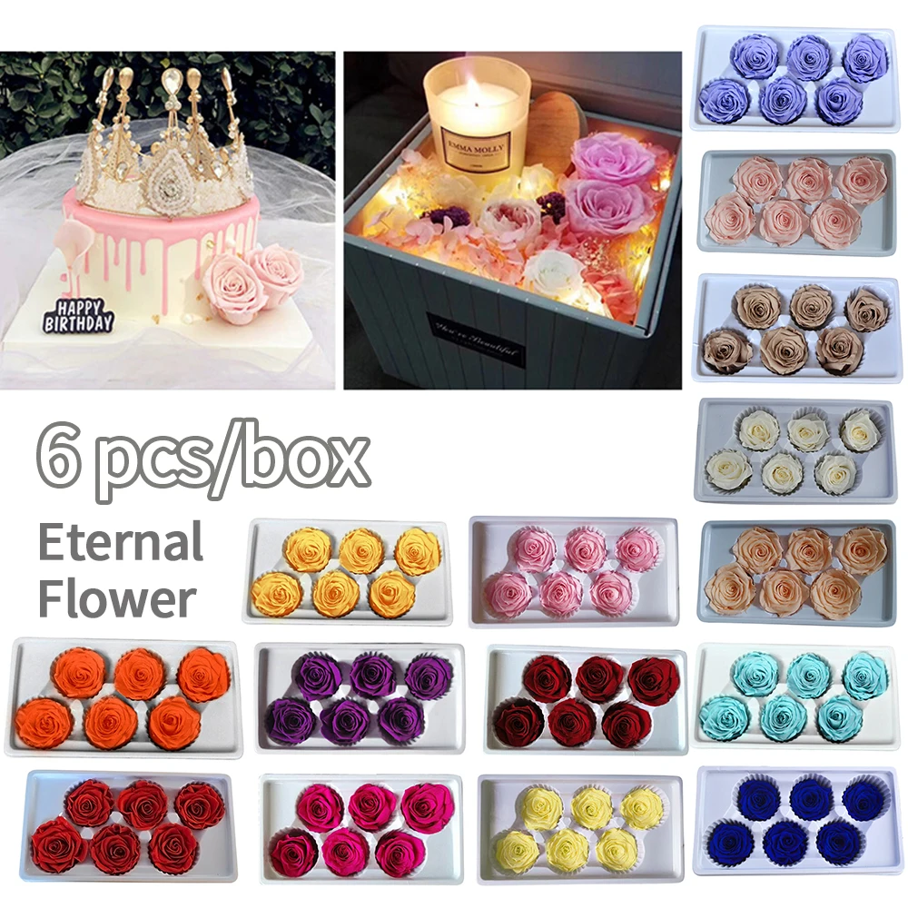 6Pcs Eternal Flower 5-6cm Preserved Rose Box Immortal Rose Flower High Quality Preserved Rose Box Valentine's Day Decoration
6Pcs Eternal Flower 5-6cm Preserved Rose Box Immortal Rose Flower High Quality Preserved Rose Box Valentine's Day Decoration