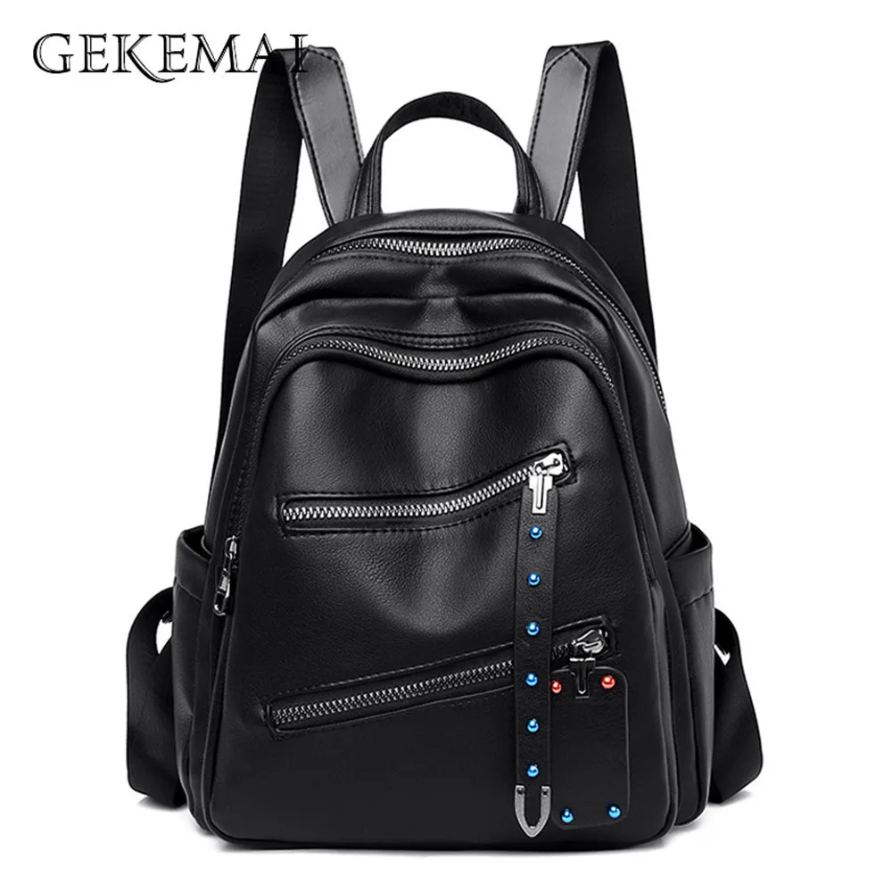 New Tide Double Zipper Soft Leather Backpacks for Women Fashion Leisure Tassel Black School Bag for Teenager Girls Sac a Dos
New Tide Double Zipper Soft Leather Backpacks for Women Fashion Leisure Tassel Black School Bag for Teenager Girls Sac a Dos