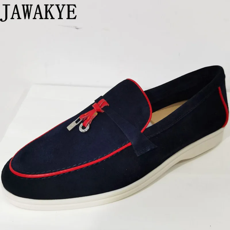Hot Sale Real Suede Loafers Shoes Women Inlay edge Tassel Metal Pendant Design Casual flat Shoes Slim Slip on Walk Shoes mujer
Hot Sale Real Suede Loafers Shoes Women Inlay edge Tassel Metal Pendant Design Casual flat Shoes Slim Slip on Walk Shoes mujer