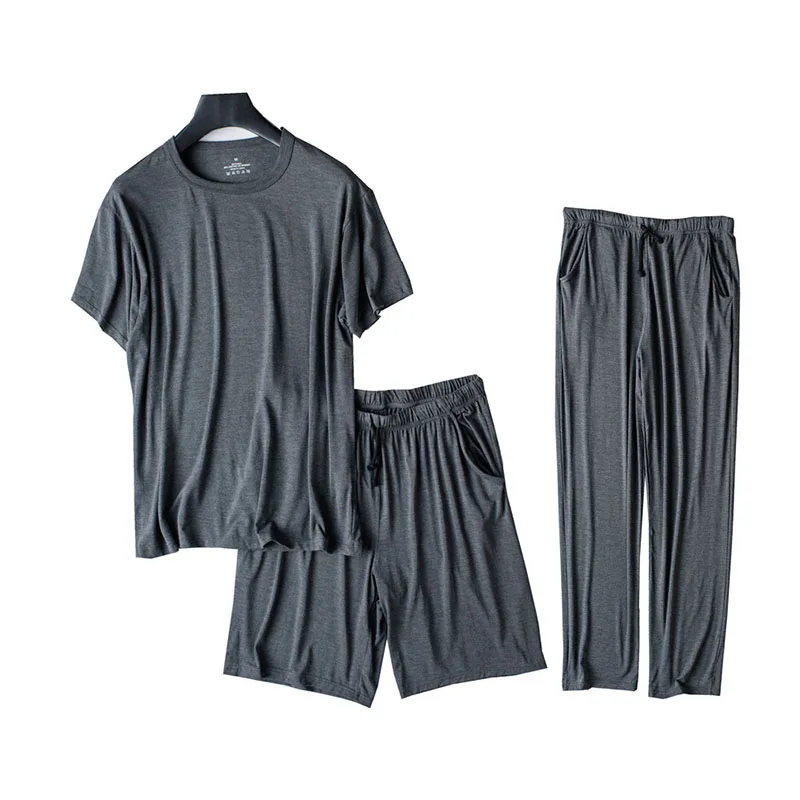 Мужская пижама, летняя Модальная дышащая футболка с коротким рукавом + брюки + шорты, домашние костюмы, повседневные однотонные комплекты од...
Мужская пижама, летняя Модальная дышащая футболка с коротким рукавом + брюки + шорты, домашние костюмы, повседневные однотонные комплекты од...