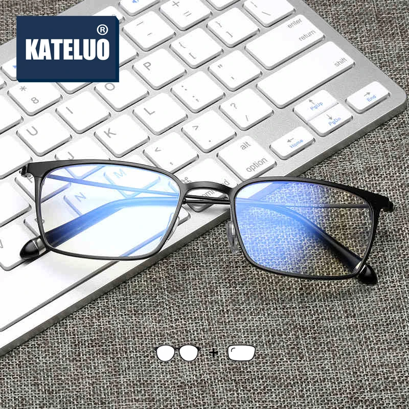 

KATELUO Aluminum Magnesium Photochromic Prescription Glasses Men's Optical Eyeglasses Glasses Frame Myopia Eyeglasses Glasses