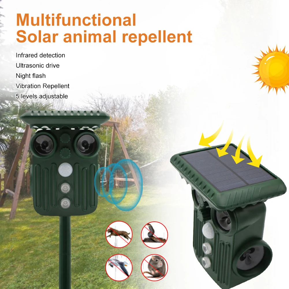 Waterproof Solar Energy Ultrasound Animal Repeller Repellent Cat Repeller With Flashing Light Garden Protector Repellents
Waterproof Solar Energy Ultrasound Animal Repeller Repellent Cat Repeller With Flashing Light Garden Protector Repellents