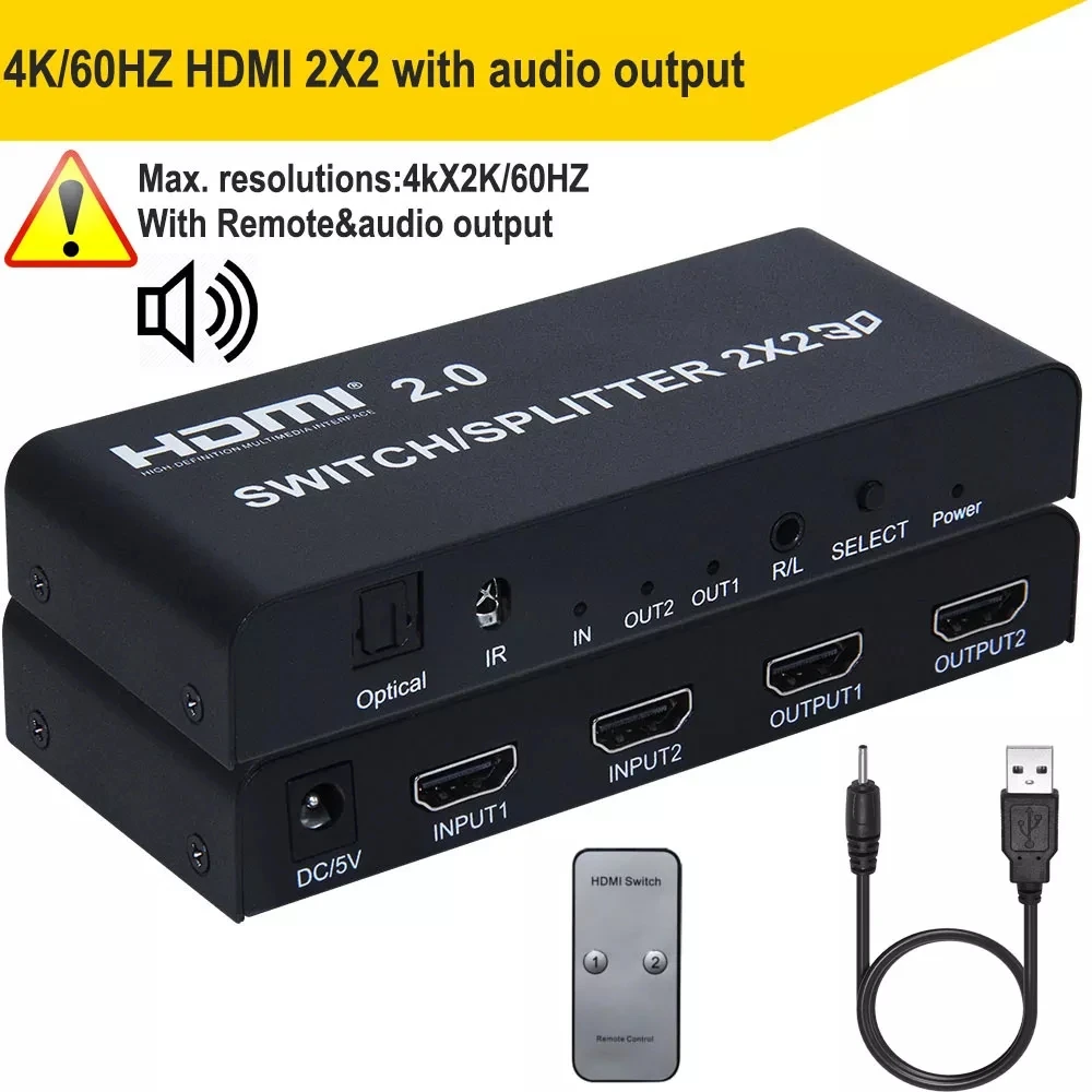 3D 1080P 4K HDMI Сплиттер x 2K @ 60 Гц переключатель сплиттер 2x2 2 in out 2X8 в 4 Out 8 Выход пульт