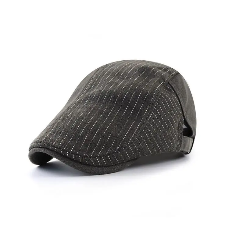 

Brand JAMONT Adjustable Striped peaked cap British style stitching casual wild beret hat