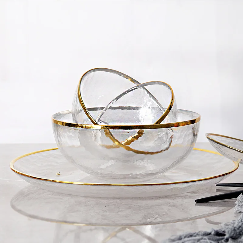 European-style Phnom Penhcold Pattern Glass Transparent Salad Bowl Dessert Dinner Plate Western-style Tableware Kitchen Supplies
European-style Phnom Penhcold Pattern Glass Transparent Salad Bowl Dessert Dinner Plate Western-style Tableware Kitchen Supplies