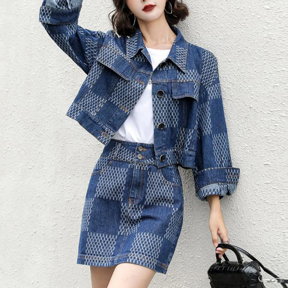 Autumn Casual Jeans Suit Women Denim Two Pieces Set Blue Long Sleeve Jeans Jacket Coat Top&Pencil Skirt Casual Tracksuit Outfits
Autumn Casual Jeans Suit Women Denim Two Pieces Set Blue Long Sleeve Jeans Jacket Coat Top&Pencil Skirt Casual Tracksuit Outfits