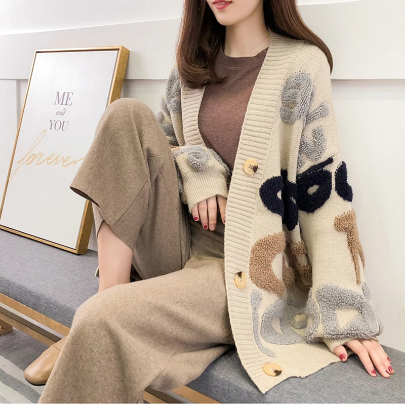 2021 New Autumn Embroidery Colorblock Knitwear Coats Lazy Wind Sweaters Cardigan Womens Winter Student Loose Jackets Coat
2021 New Autumn Embroidery Colorblock Knitwear Coats Lazy Wind Sweaters Cardigan Womens Winter Student Loose Jackets Coat