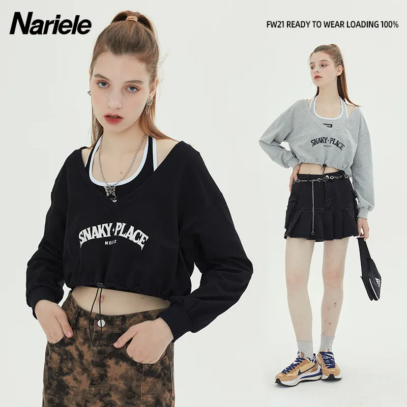 Nariele Design Hot Girl Two-piece Suit 2021 New Suit Long-sleeved T-shirt Female Street Fashion Sister Outfit Top
Nariele Design Hot Girl Two-piece Suit 2021 New Suit Long-sleeved T-shirt Female Street Fashion Sister Outfit Top