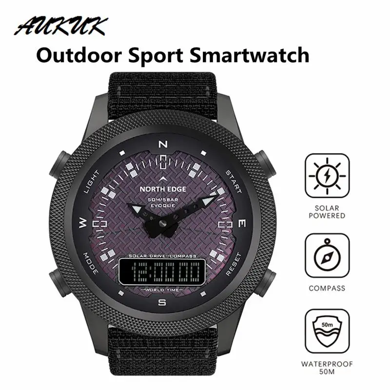 Solar Smart Watch Men Outdoor Sport Smartwatch Metal Waterproof 50M Compass Army Military Style Solar Digital Watch Men Women
Solar Smart Watch Men Outdoor Sport Smartwatch Metal Waterproof 50M Compass Army Military Style Solar Digital Watch Men Women