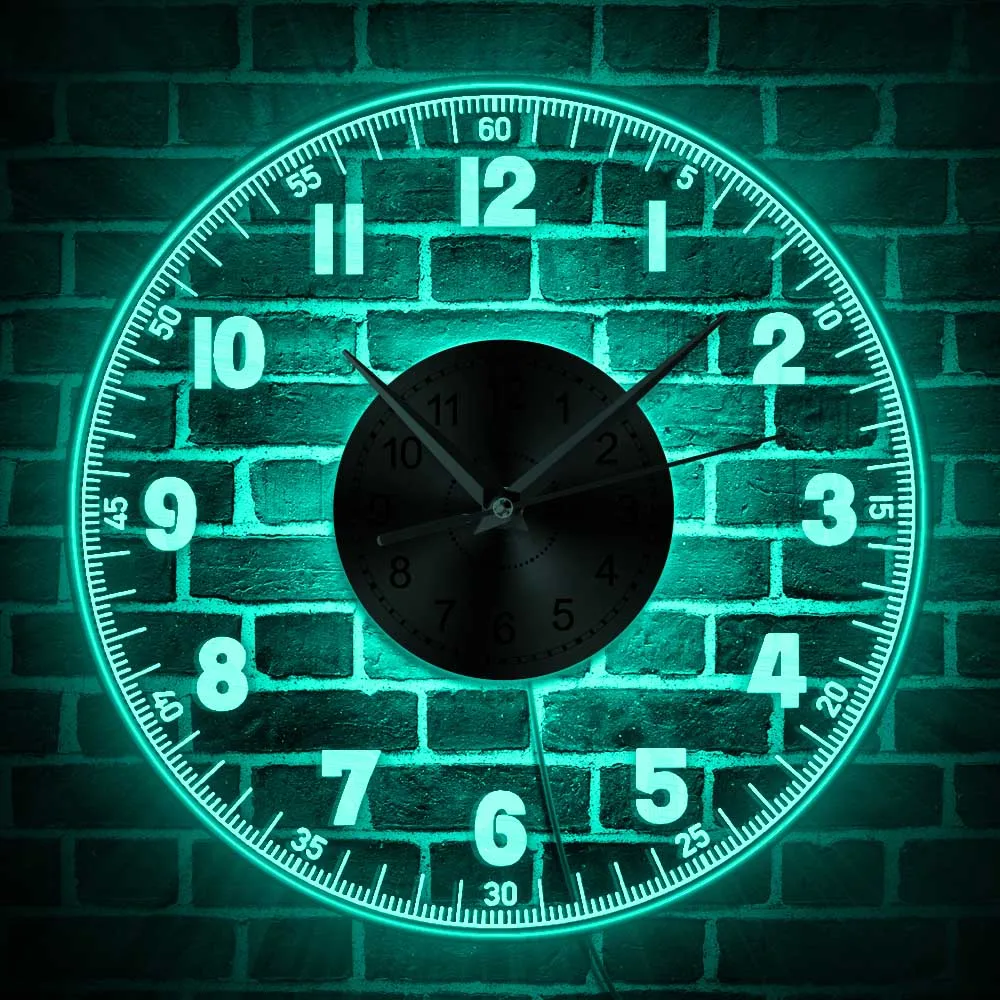 

Arabic Numerals Modern Wall Clock With LED Backlight Hours & Minutes Concise Illuminated Wall Watch Living Room Unique Art-Decor