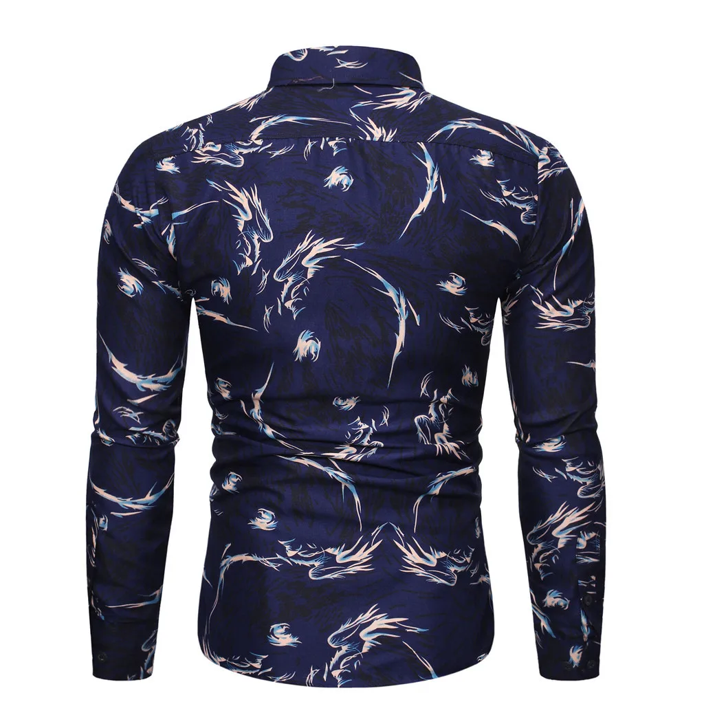 Loldeal Printed Shirts Mens Fashion Winter Long-sleeved Shirts Mens Stylish Office Shirts