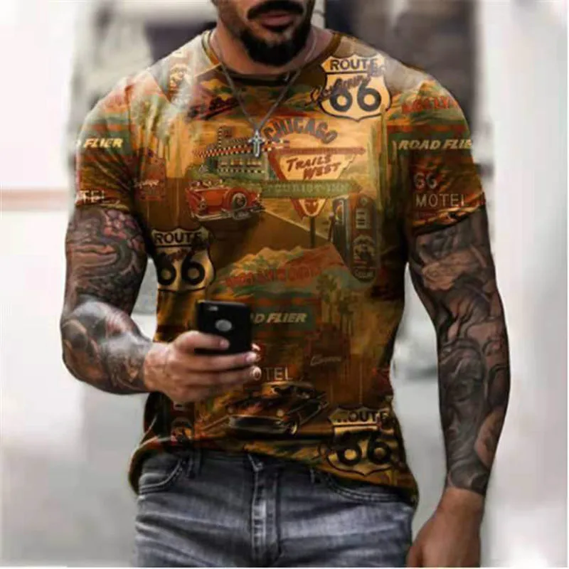 Route 66 American road T-shirt summer new short-sleeved shirt top O-neck T-shirt men's oversized retro clothing 2021 new
Route 66 American road T-shirt summer new short-sleeved shirt top O-neck T-shirt men's oversized retro clothing 2021 new
