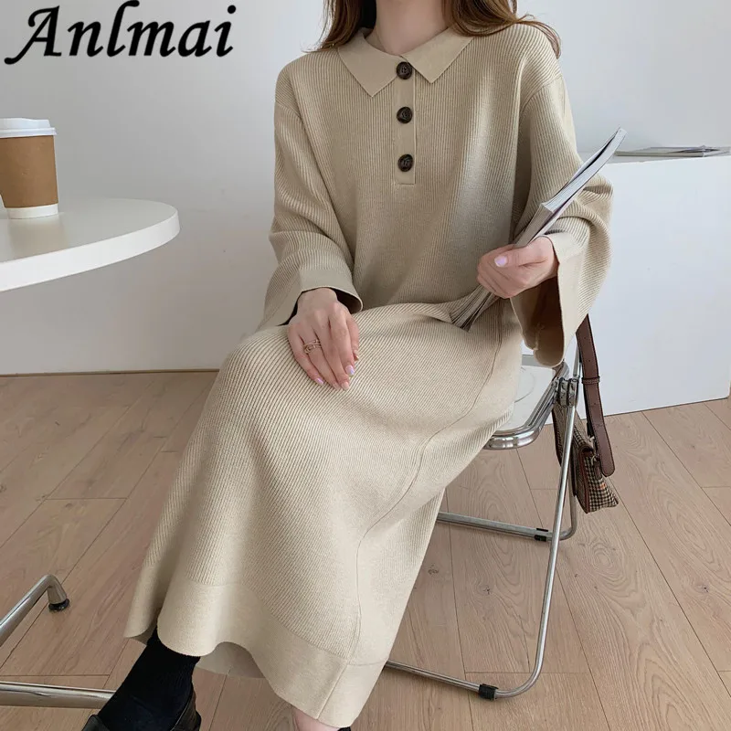 Casual Thicken Lapel Women Dress New Autumn Winter Knit Vestidos Long Sleeve Loose Female Sweater Dress
Casual Thicken Lapel Women Dress New Autumn Winter Knit Vestidos Long Sleeve Loose Female Sweater Dress