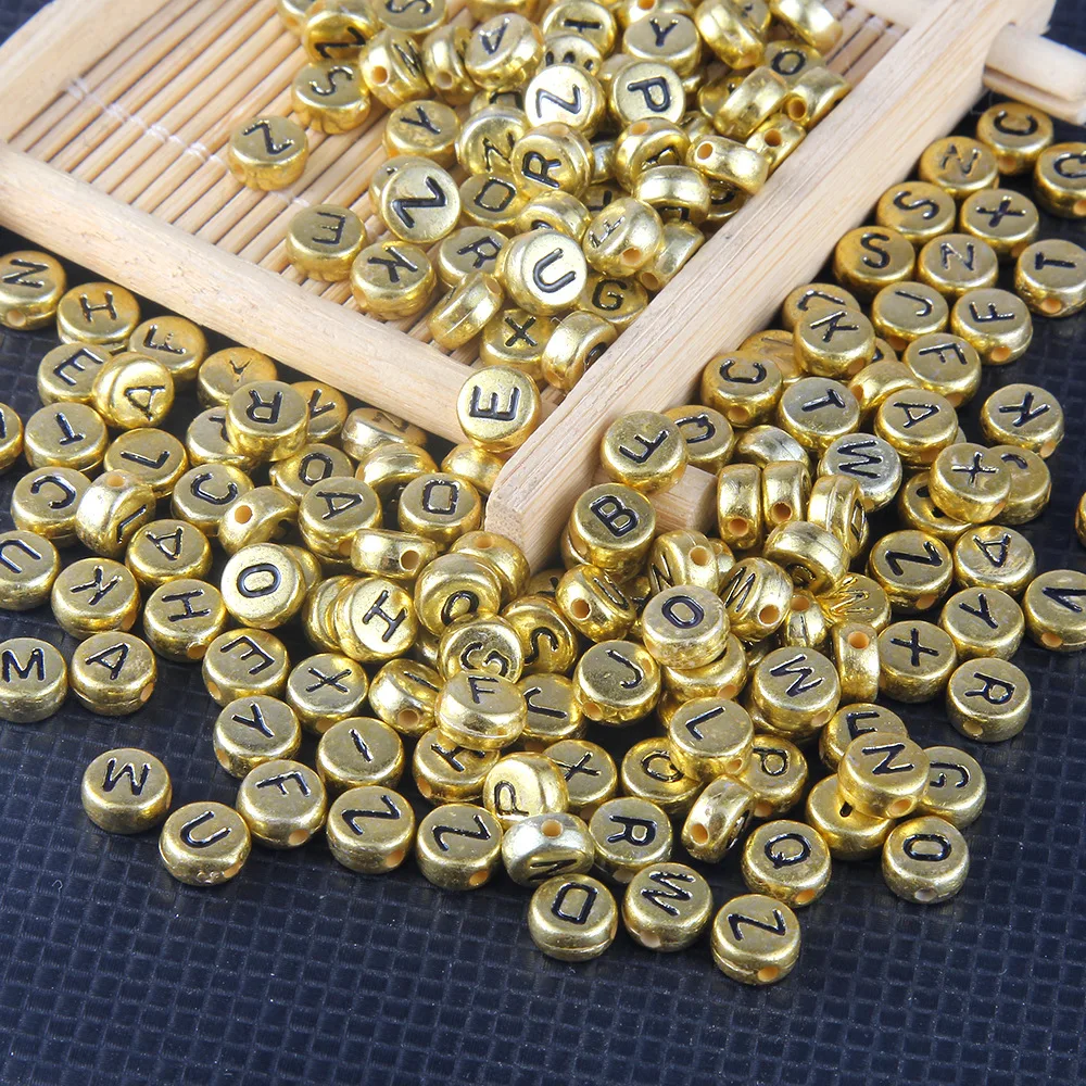 100pcs Acrylic Beads Loose Beads Round 7MM Gold Silver Color Black Letters English Letter Beads DIY Bracelet Jewelry Accessories
100pcs Acrylic Beads Loose Beads Round 7MM Gold Silver Color Black Letters English Letter Beads DIY Bracelet Jewelry Accessories