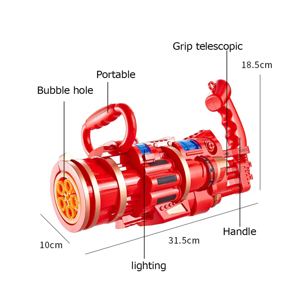 2 in 1 Electric Automatic Gatling Bubble Gun Toys for Kids Soap Water Bubble Machine Wedding Bubble Children Gift Toys Outdoor
2 in 1 Electric Automatic Gatling Bubble Gun Toys for Kids Soap Water Bubble Machine Wedding Bubble Children Gift Toys Outdoor