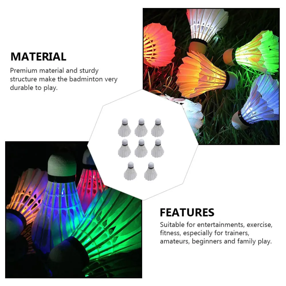 8pcs Practical Glowing Badminton Unique LED Shuttlecocks Training Badminton
8pcs Practical Glowing Badminton Unique LED Shuttlecocks Training Badminton